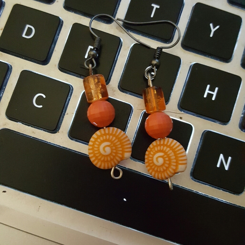 Handmade earrings, orange